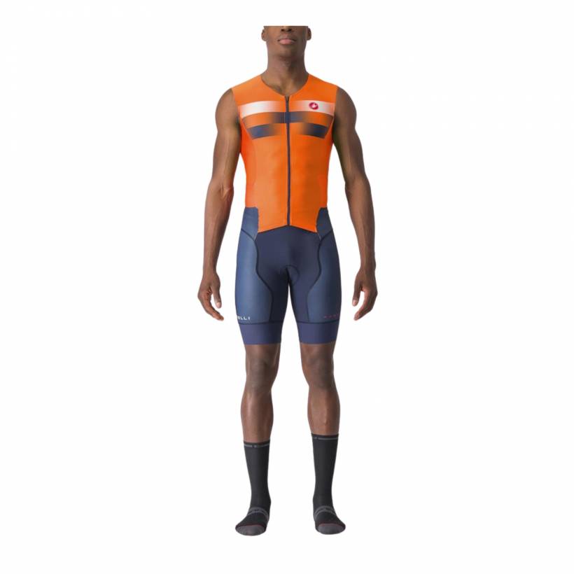 Trisuit Castelli Integral Free Sanremo 2 Sem Mangas Laranja Azul