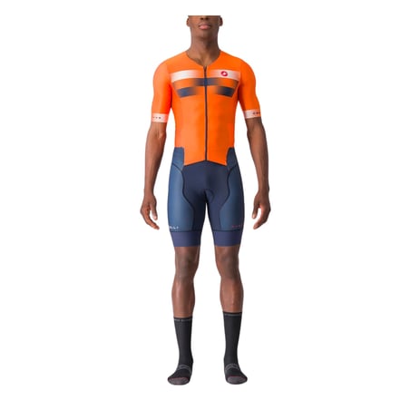 Trifonction Castelli Integral Free Sanremo 2 Manches Courtes Orange Bleue