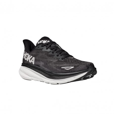 Sapatos Hoka Clifton 9 largos pretos brancos 