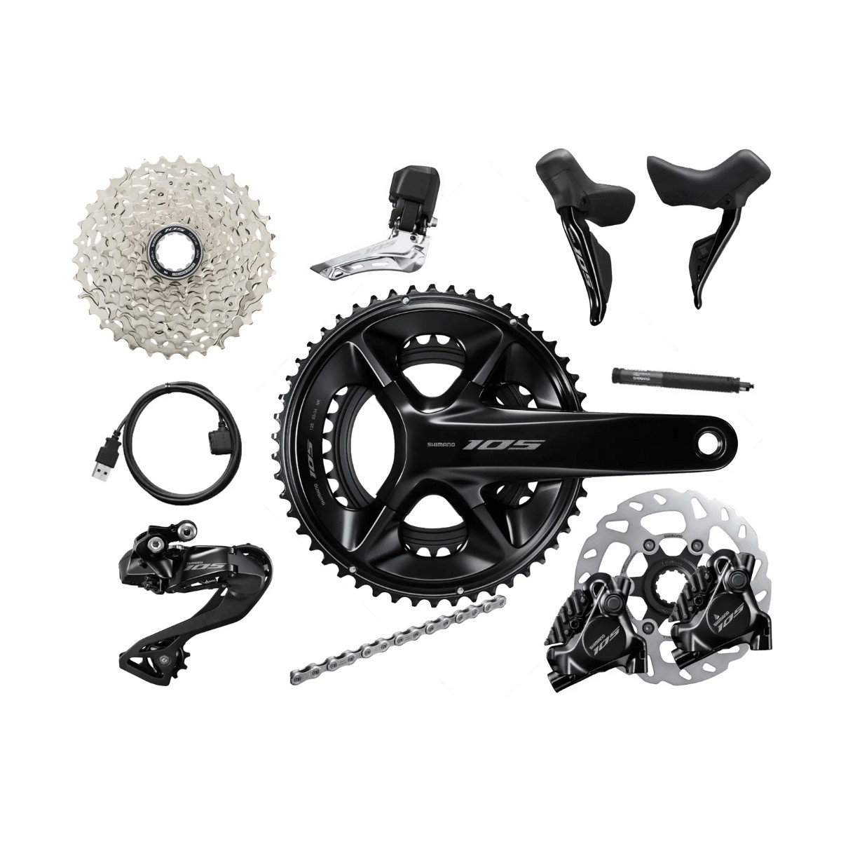 Die 100  günstig Kaufen-Shimano 105 R7100 Di2 Gruppe, Mittel 170mm 50/34. Shimano 105 R7100 Di2 Gruppe, Mittel 170mm 50/34 <![CDATA[Shimano 105 R7100 Di2 Gruppe
 Der neue SHIMANO 105 bringt die Di2-Schaltung zu einer neuen Gruppe von Fahrern. Für diejenigen, die nur mechanische