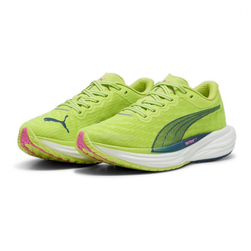 Zapatillas Puma Deviate Nitro 2 Verde Azul  Mujer
