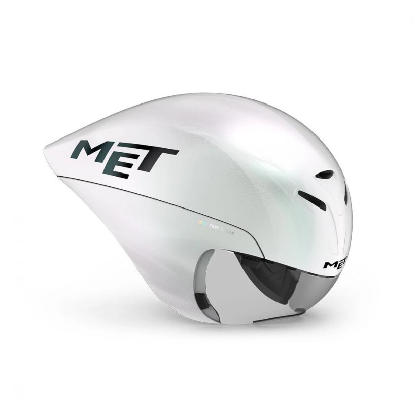 Casco Met Drone Wide Body Blanco Iridiscente