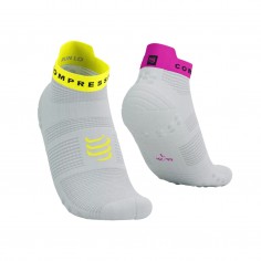 Compressport Pro Racing V4.0 Low Running Weiß Gelbe Socken