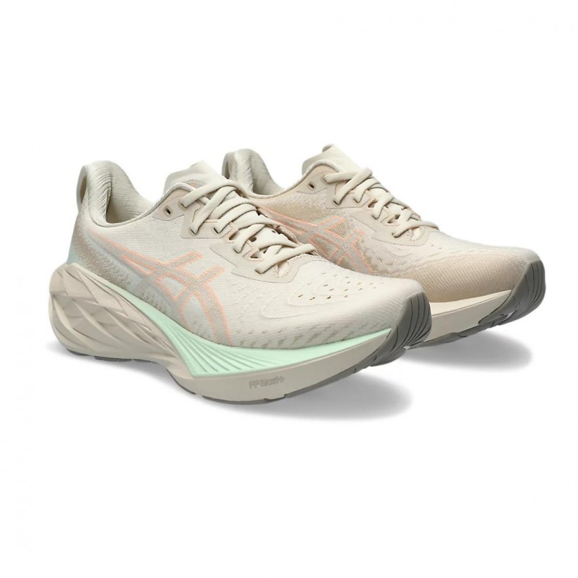 Zapatillas Asics Novablast 4 Beige Verde  Mujer