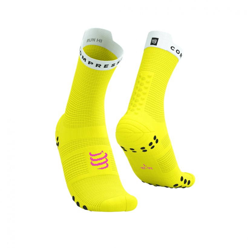 Compressport Pro Racing V4.0 Run High Yellow White Socks
