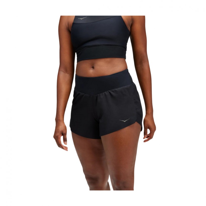 Pantaloncini Hoka Glide 10cm Neri da Donna