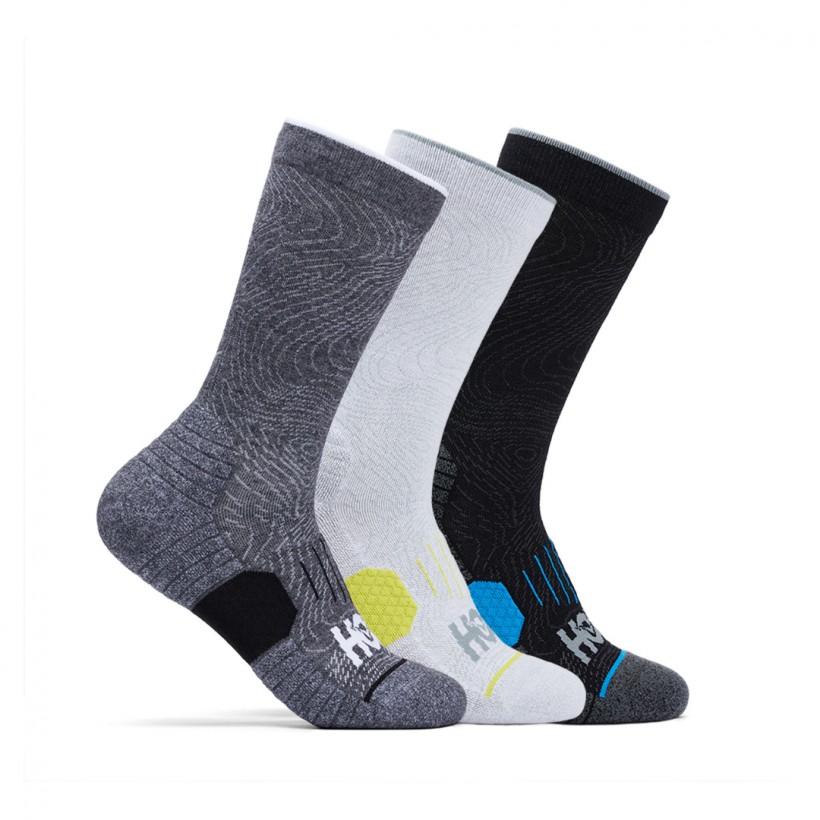 Pack Hoka 3 Socks Black Grey White