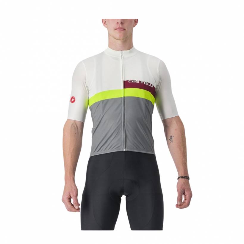 Maglia Castelli A Blocco a Manica Corta Bianco Grigio