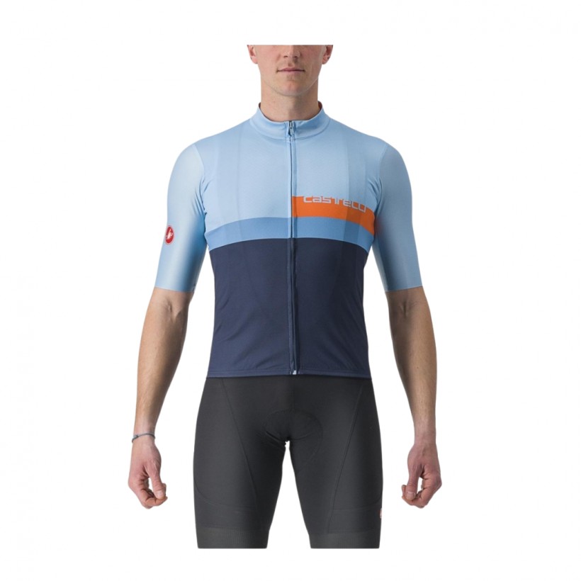 Maillot Castelli A Blocco Manga Corta Azul Negro