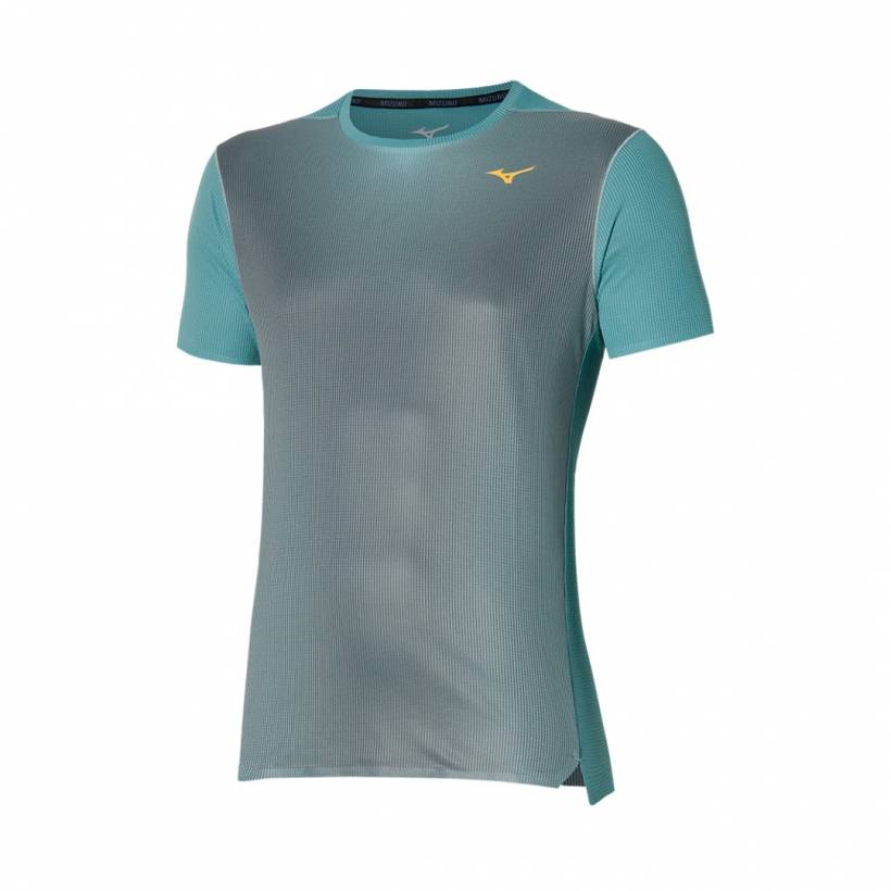 Koszulka Mizuno Aero Tee z Krótkim Rękawem Niebiesko-Szara