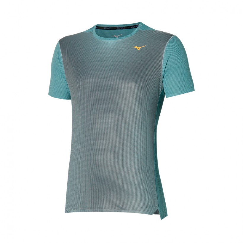 Mizuno Aero Tee Kurzarm Blau Grau