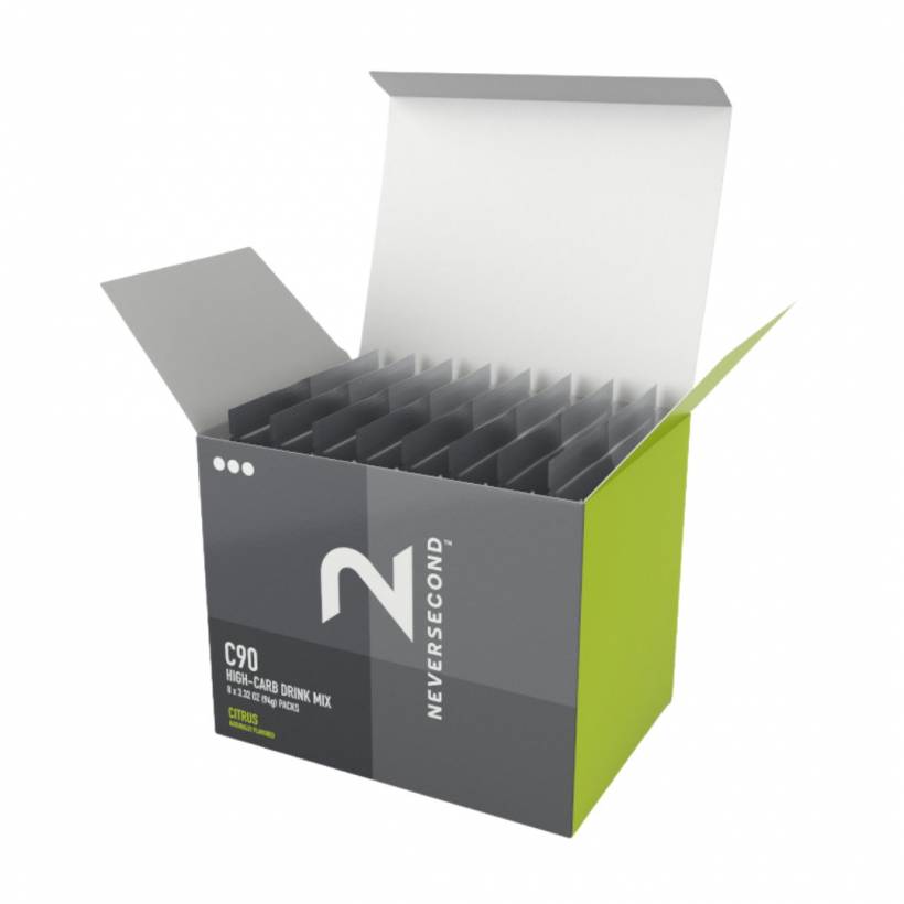 Neversecond Sport Drink C90 Mélange riche en glucides Agrumes 94 g | 8 enveloppes