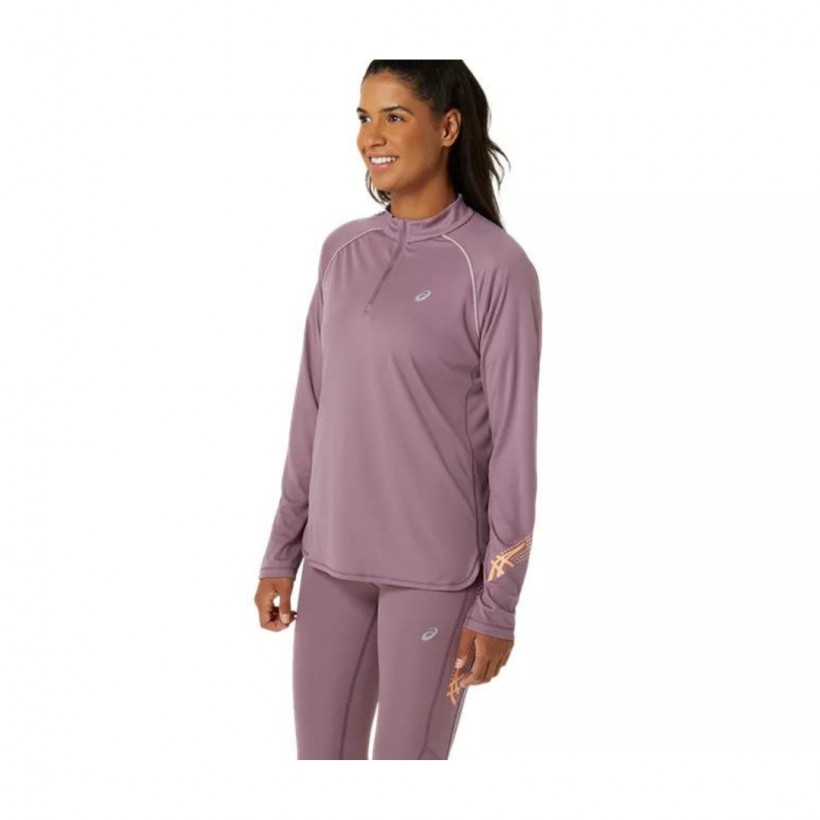 Camiseta Asics Icon 1/2 Zip Manga Larga Morado...
