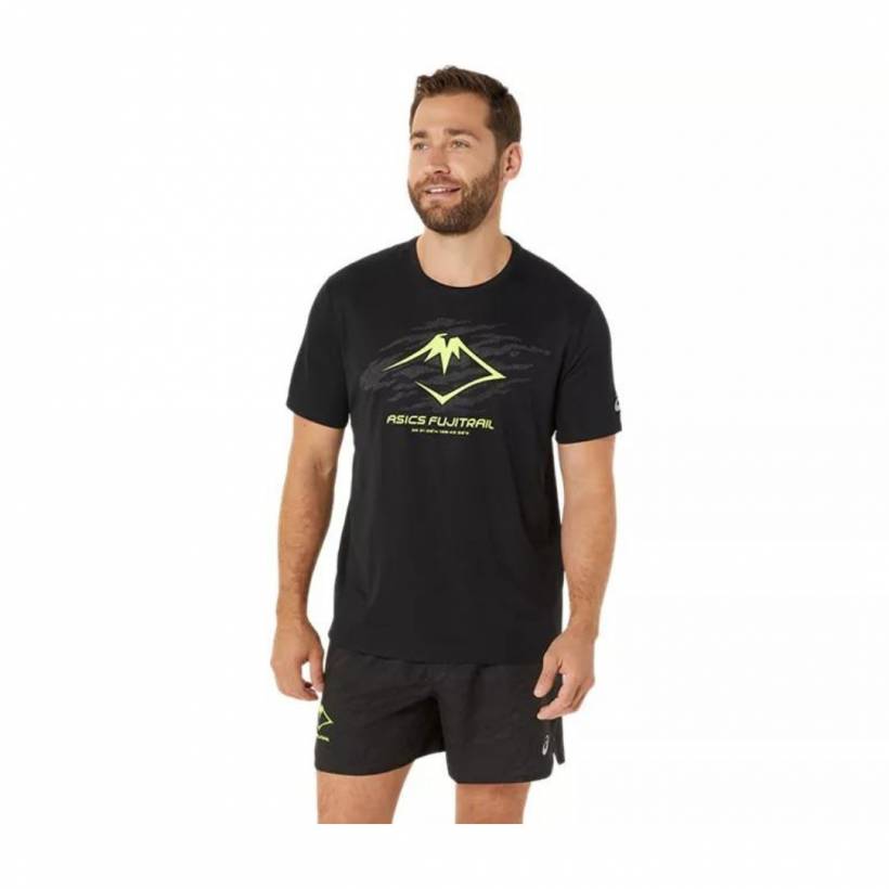 Asics Fujitrail Logo SS T-shirt met korte mouwen, zwart en geel