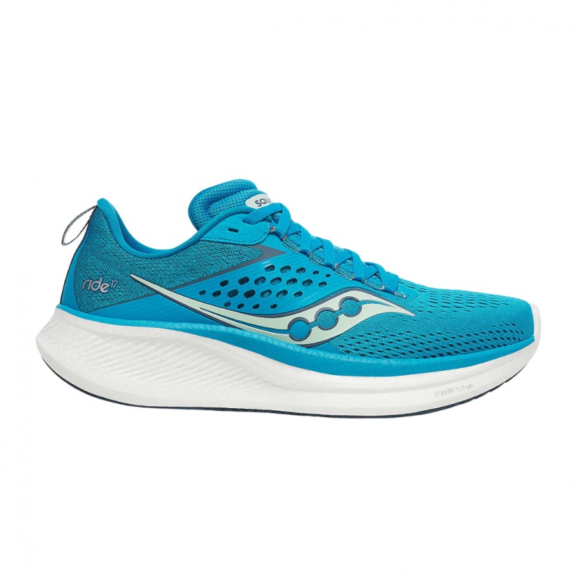 Zapatilla Saucony Ride 17 Azul Blanco AW24 Mujer Comodidad y Rendimiento