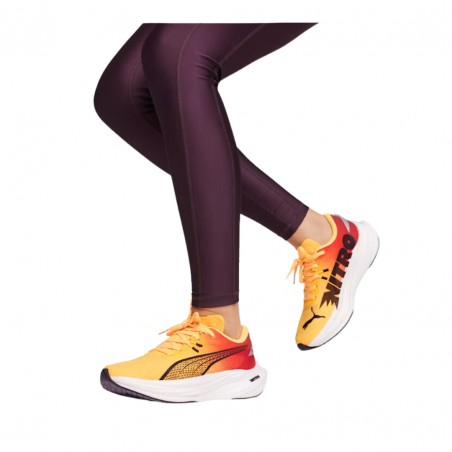 Zapatillas Puma Deviate Nitro 3 Naranja Rojo  Mujer