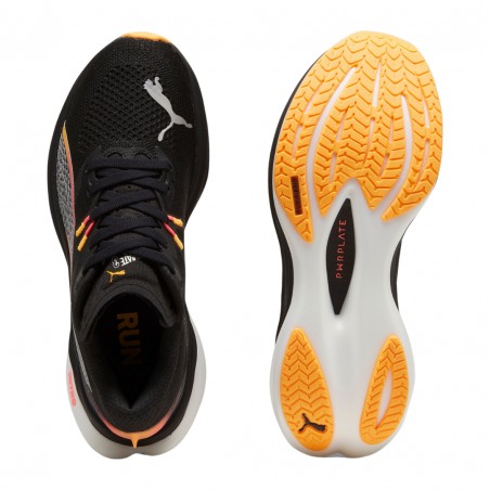 Zapatillas Puma Deviate Nitro 3 Negro Naranja  Mujer