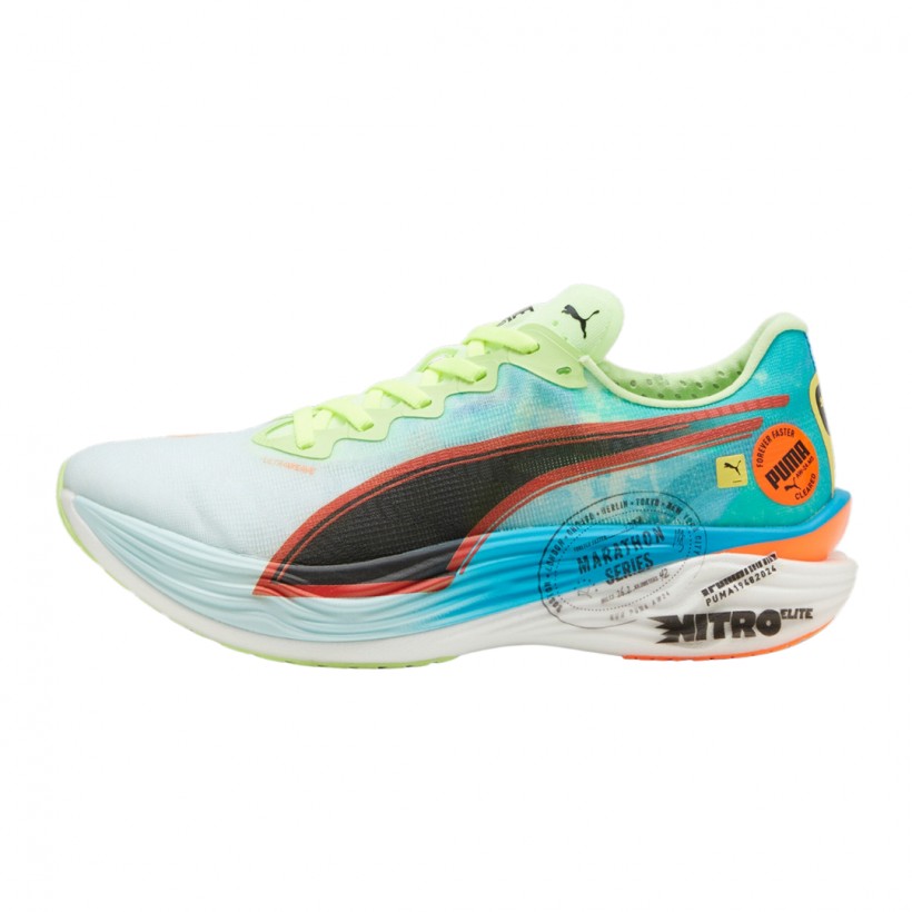 Tênis Puma Deviate Nitro Elite 3 Marathon Series Azul Verde