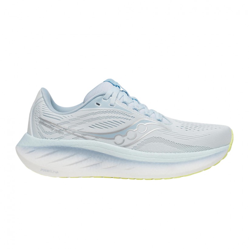 Zapatillas Saucony Ride 18 Celeste Blanco SS25 Mujer