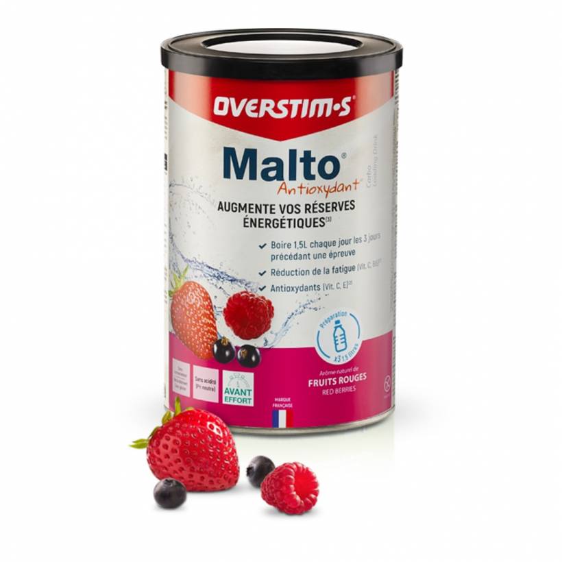 Overstims Malto Bevanda energetica antiossidante ai frutti rossi 450g