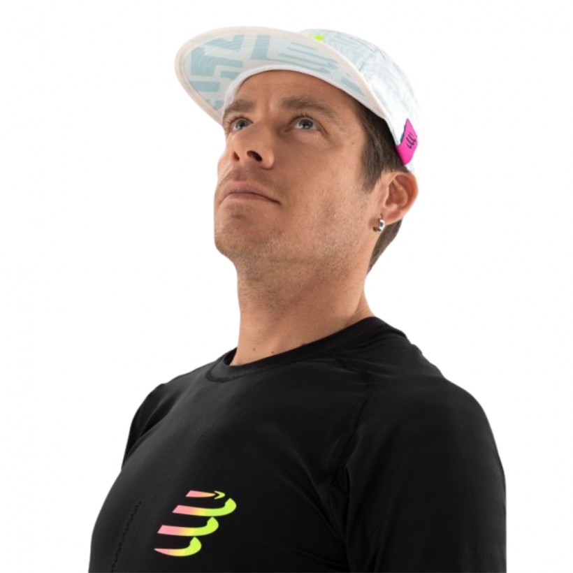 Casquette Compressport Panel Light Blanc Bleu