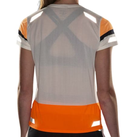 Camiseta de Manga Curta Feminina Brooks Run Visible 2.0 Branca Laranja