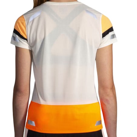 T-shirt Manches Courtes Femme Brooks Run Visible 2.0 Blanc Orange