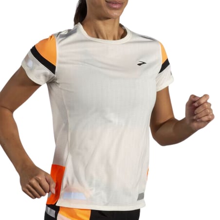 Damen Brooks Run Visible 2.0 Kurzarmshirt Weiß Orange