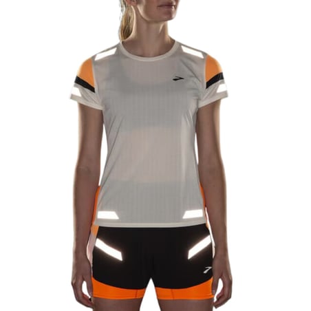 Brooks Run Visible 2.0 Wit Oranje Dames T-shirt met Korte Mouwen