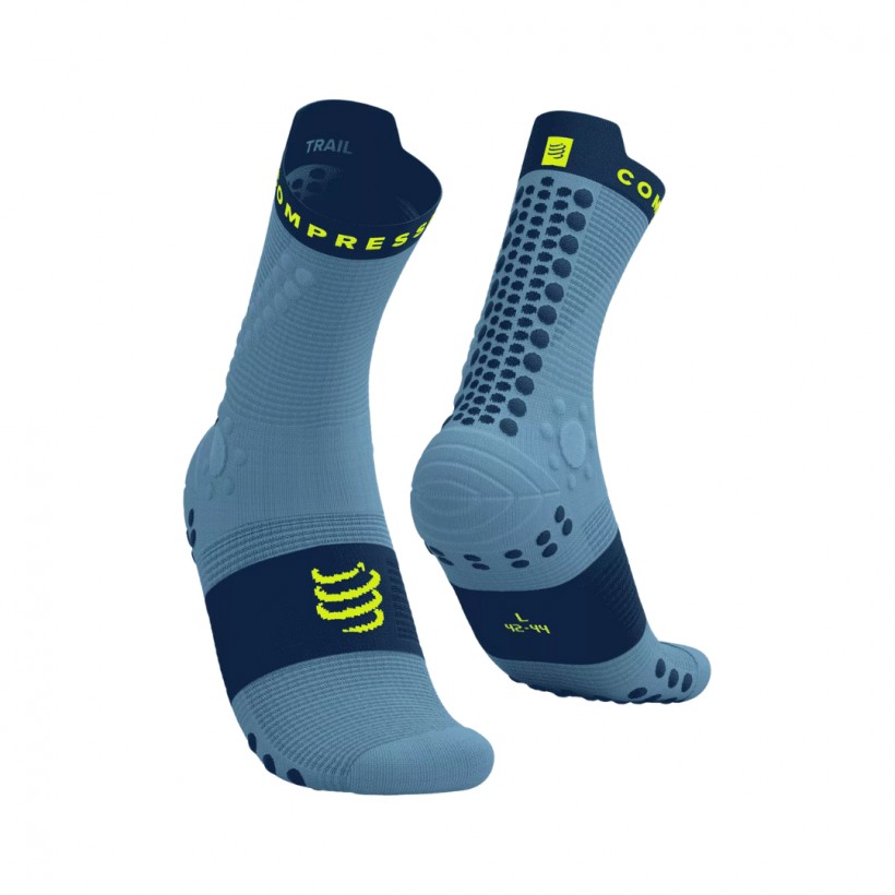 Calze Compressport Pro Racing V4.0 Trail High Blu Giallo