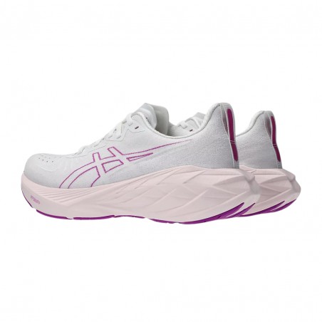 Tênis de corrida feminino Asics Novablast 4 branco rosa