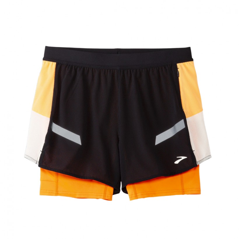 Short Femme Brooks Run Visible 4" 2en1 2.0 Noir Orange