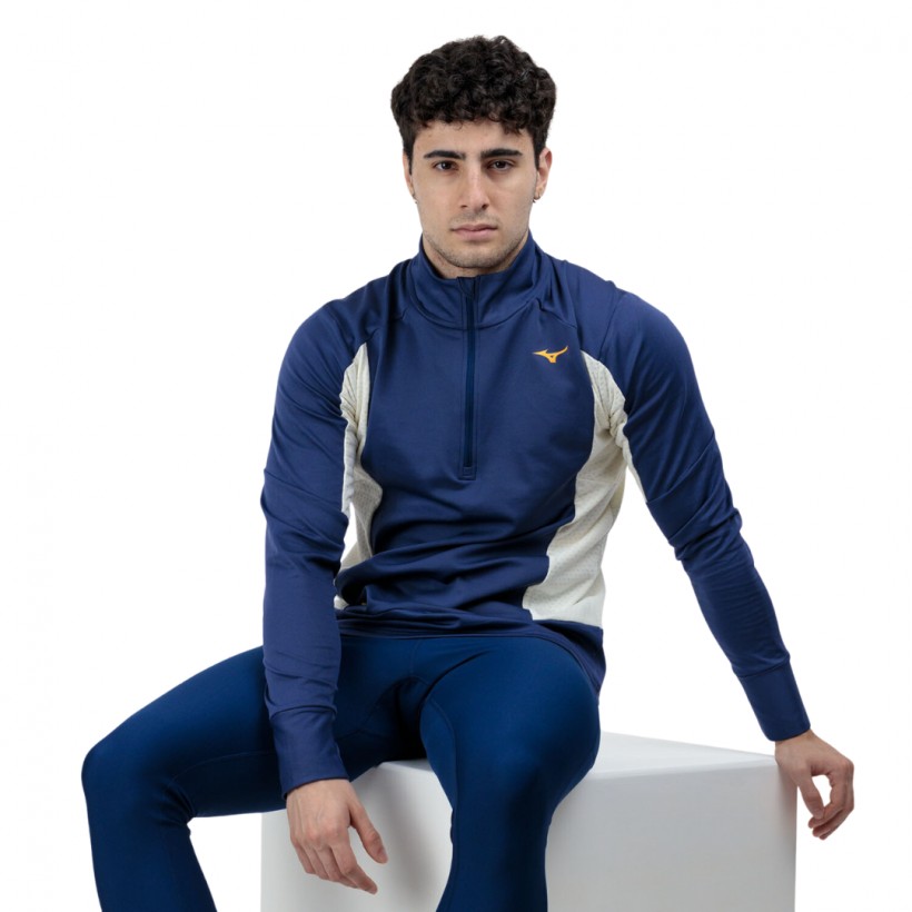 Felpa Mizuno Warmalite Blu Bianco