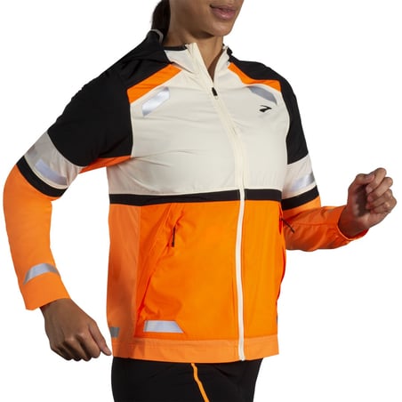 Giacca Brooks Run Visible Jacket 2.0 Arancione Bianco Nero da donna