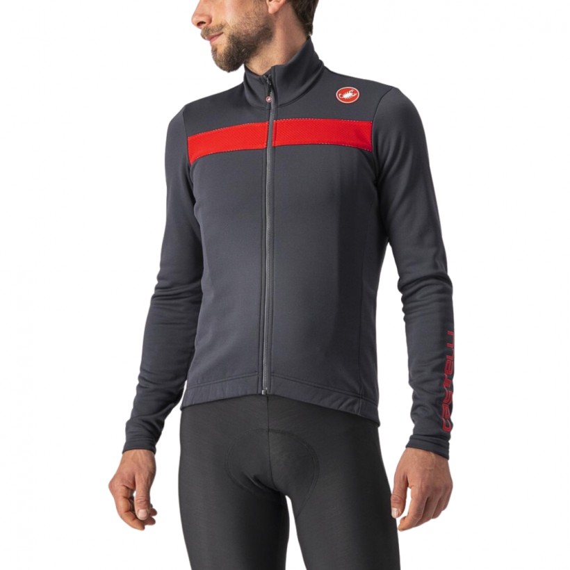 Castelli Puro 3 FZ Langarmtrikot Schwarz Rot