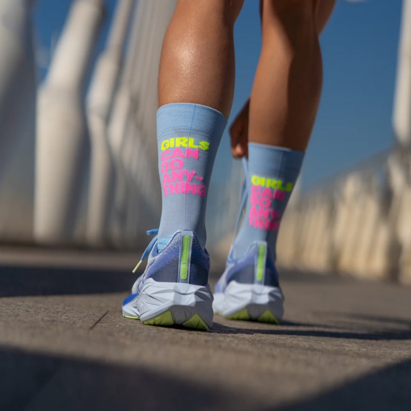 Sporcks Girls Can Do Socks Blue Pink Yellow