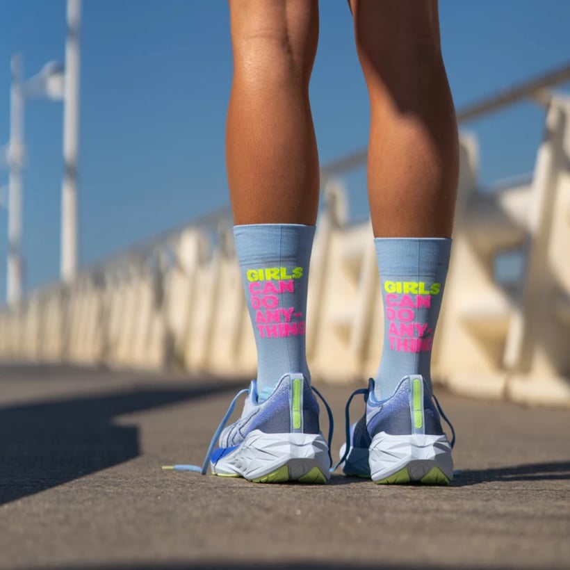 Sporcks Girls Can Do Socks Blue Pink Yellow