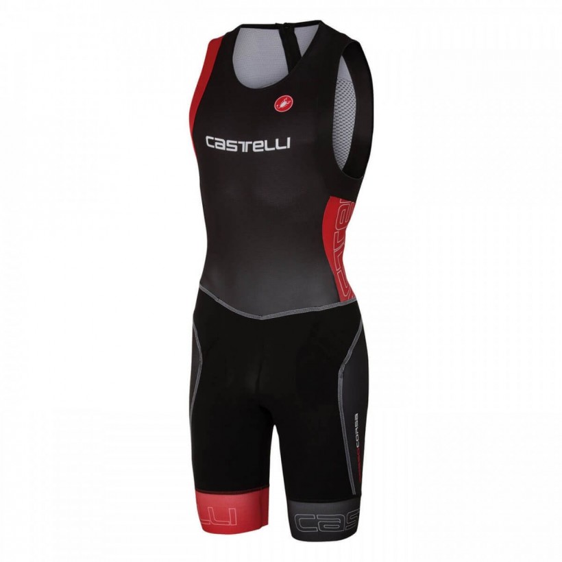 Castelli Integral Free Tri ITU Tri Suit Black / Red Rear Zip