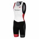 Tritraje Castelli Integral Free Tri ITU Blanco/Rojo Cremallera Trasera
