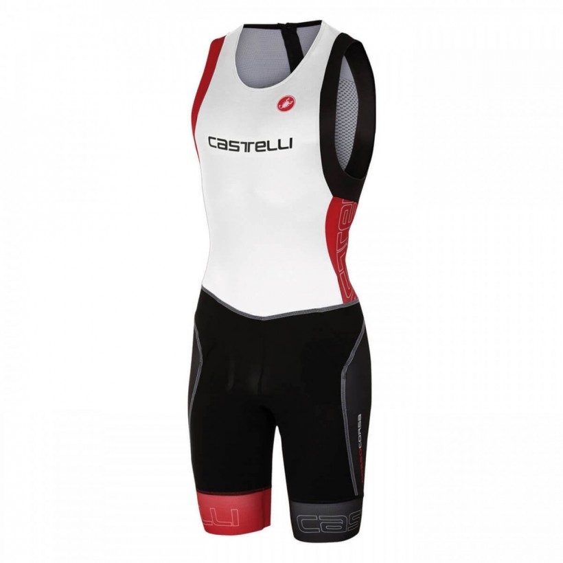 Castelli Integral Free Tri ITU Tri Suit White / Red Rear Zip