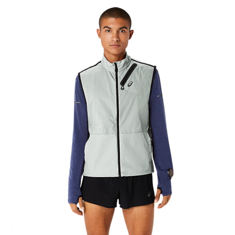 Asics Metarun Packable Weste Grau Schwarz