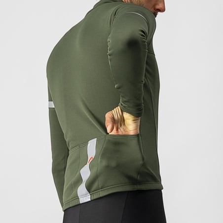 Castelli Fondo 2 FZ manga comprida militar verde Jersey