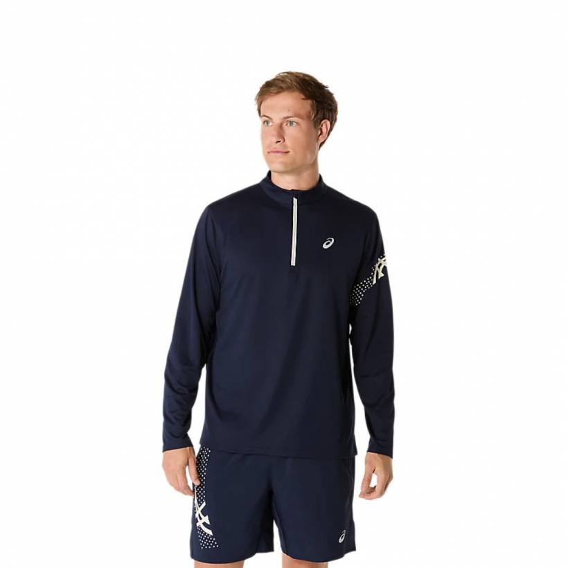 Koszulka Asics Icon LS 1/2 Zip z Długim Rękawem Niebieska