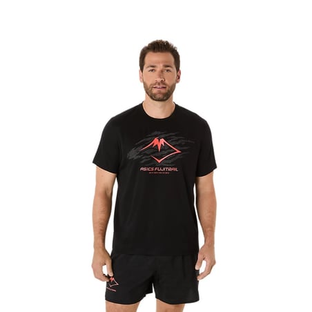 Asics Fujitrail Logo SS Zwart Rood T-shirt
