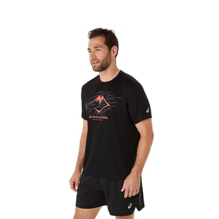 Asics Fujitrail Logo SS T-Shirt Schwarz Rot