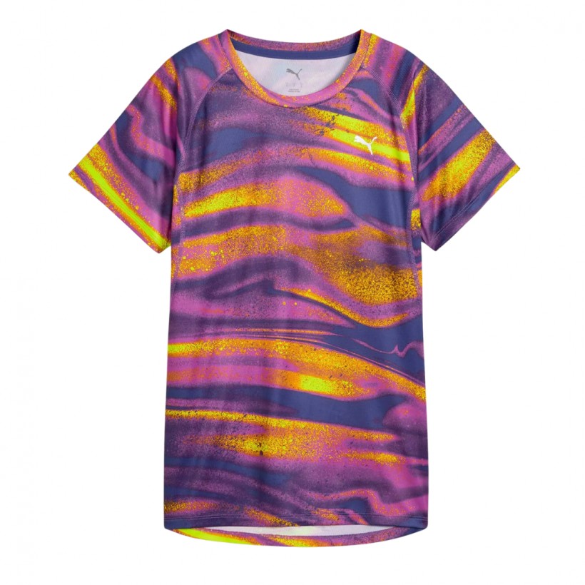 T-shirt Puma Velocity All-Over Print Violet Jaune Femme