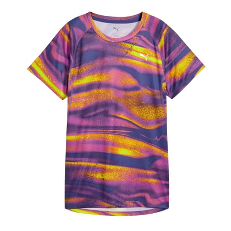 Puma Velocity All-Over Print Purple Yellow Women's T-shirt