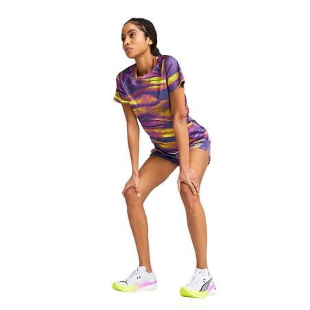 T-shirt Puma Velocity All-Over Print Violet Jaune Femme