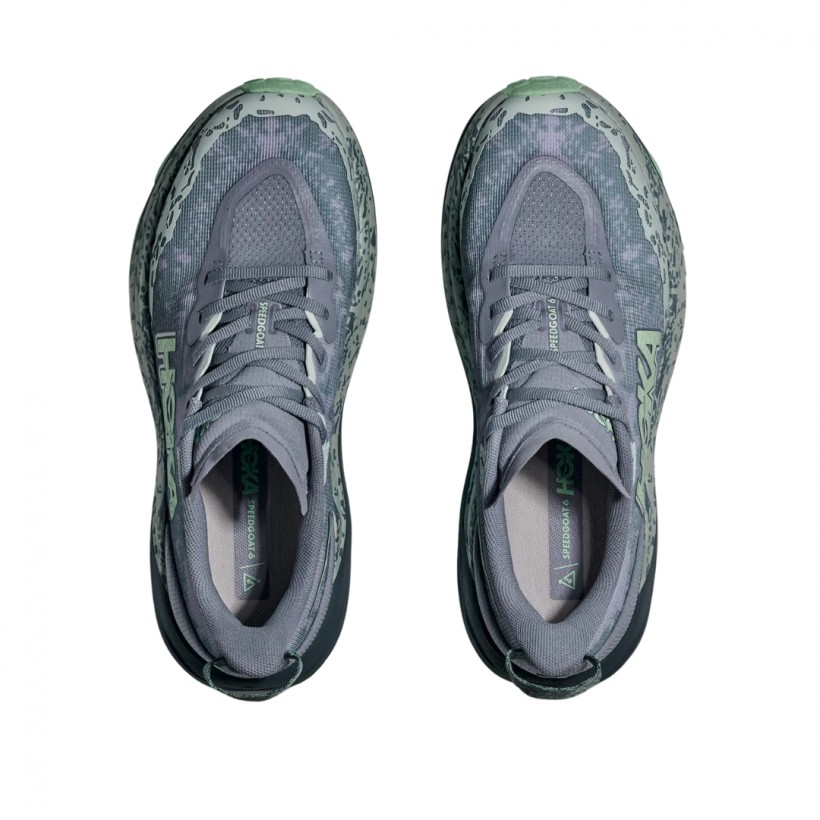 Scarpe Hoka Speedgoat 6 Grigio Verde SS25 Donna
