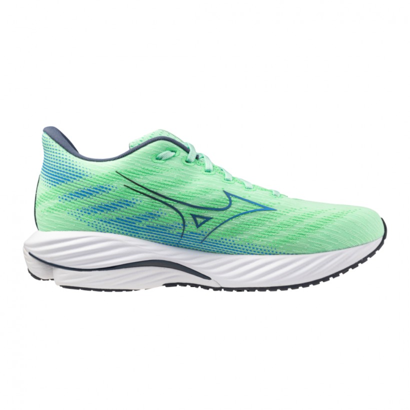 Mizuno Wave Rider 28 Schuhe Grün Blau SS25